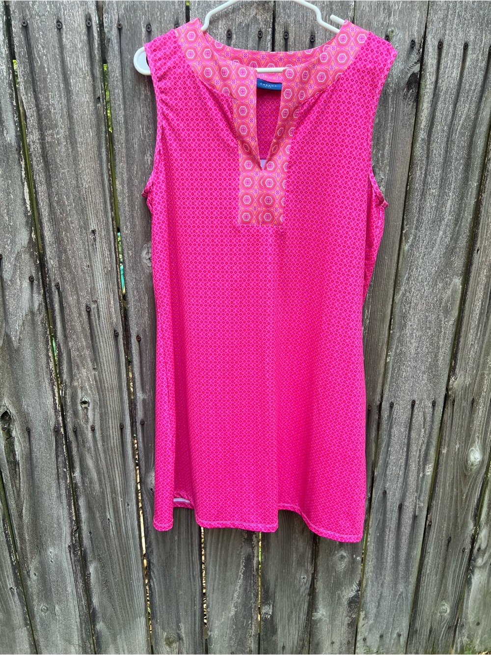 Cabana Life Hot Pink Sleeveless Printed Tunic